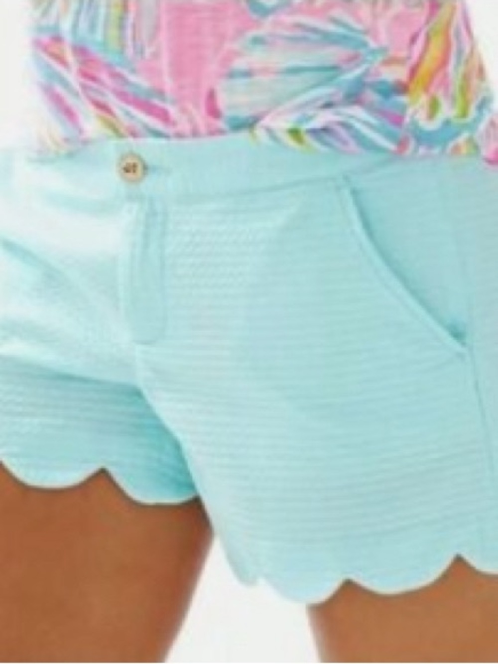Lilly Pulitzer Blue Buttercup Stretch Scalloped Shorts Size 0